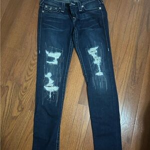 True Religion Women's Distressed Blue Jeans
